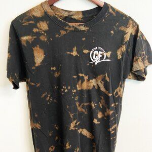 Black Bleach Dye T-shirt Workout Hand Dyed Club Fitness Tee Mens Unisex Size S